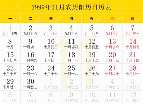 1999年11月22日|万年历1999年11月22日日历查询